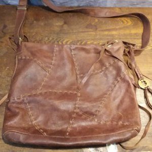 Lucky Brand Patchwork Brown Leather Bag Purse